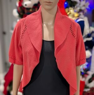 Grace Elements Pink Women's Shrug Cardigan Open Front Crochet Size XL Cotton